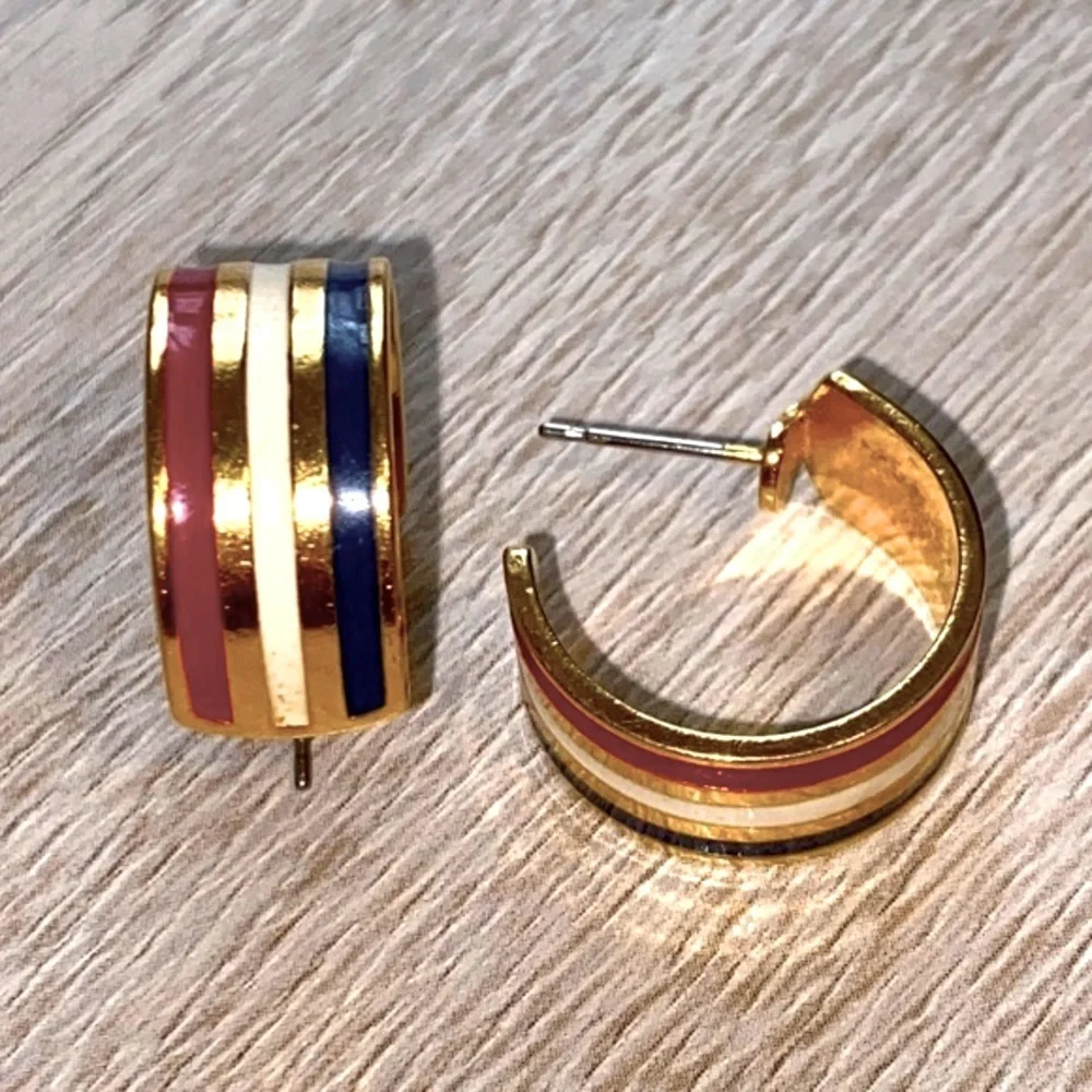 SOLD! ❌💥American Patriotic Gold Red White Blue Hoops - Picture 10 of 14